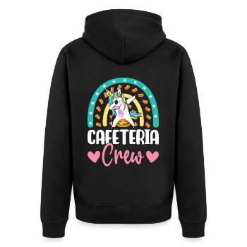 Cafétéria Crew Déjeuner Dame Illustration pour - Veste à capuche bio Premium Unisexe - noir - Dos - Nico (187cm)