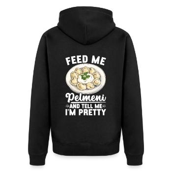 Pelmeni Russische Küche - Unisex Premium Bio Zip Hoodie - Schwarz - Hinten - Nico (187cm)