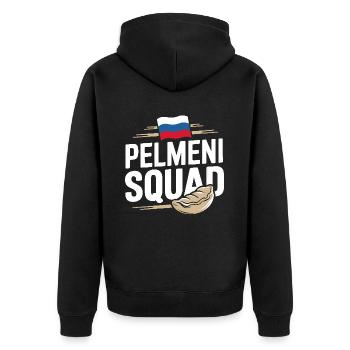 Pelmeni Russische Küche - Unisex Premium Bio Zip Hoodie - Schwarz - Hinten - Nico (187cm)
