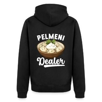 Pelmeni Russische Küche - Unisex Premium Bio Zip Hoodie - Schwarz - Hinten - Nico (187cm)