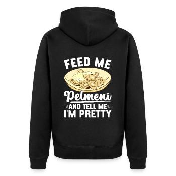 Pelmeni Russian Cuisine - Unisex Premium Organic Zip Hoodie - black - Back - Nico (187cm)