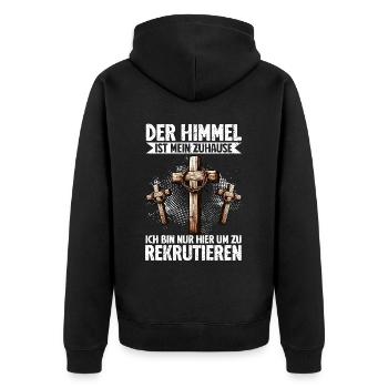 Jesus Christlich Katholiken Gläubiger Gottesdienst - Unisex Premium Bio Zip Hoodie - Schwarz - Hinten - Nico (187cm)