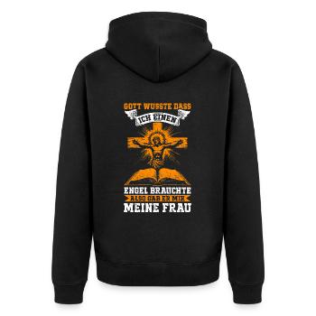 Jesus Christian Catholic Believers Worship Service - Unisex Premium Organic Zip Hoodie - black - Back - Nico (187cm)