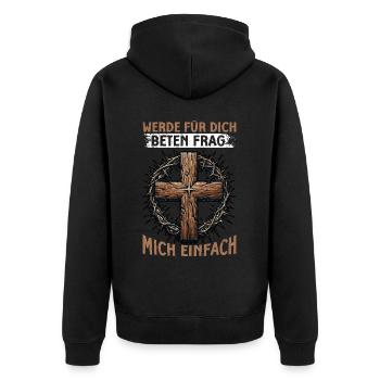 Jesus Christlich Katholiken Gläubiger Gottesdienst - Unisex Premium Bio Zip Hoodie - Schwarz - Hinten - Nico (187cm)