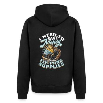 Fliegenfischen Fliegenangler - Unisex Premium Bio Zip Hoodie - Schwarz - Hinten - Nico (187cm)