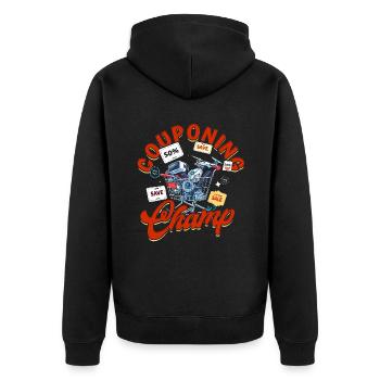 Couponing Champ Coupon Coupons - Unisex Premium Organic Zip Hoodie - black - Back - Nico (187cm)