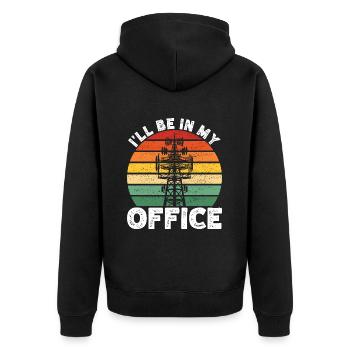 Industrial Climbers Tower Climbers Industrial Climbing - Unisex Premium Organic Zip Hoodie - black - Back - Nico (187cm)