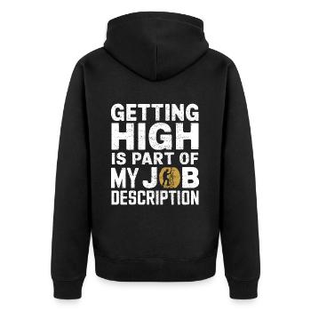 Industriekletterer Tower Climber Industrieklettern - Unisex Premium Bio Zip Hoodie - Schwarz - Hinten - Nico (187cm)