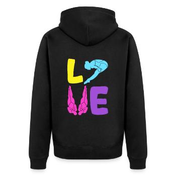 Wassersport Sprungbrett Taucher - Unisex Premium Bio Zip Hoodie - Schwarz - Hinten - Nico (187cm)
