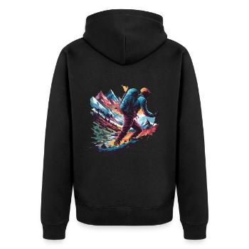 Hiking Adventure Wild Nature für einen Wanderer - Unisex Premium Bio Zip Hoodie - Schwarz - Hinten - Nico (187cm)