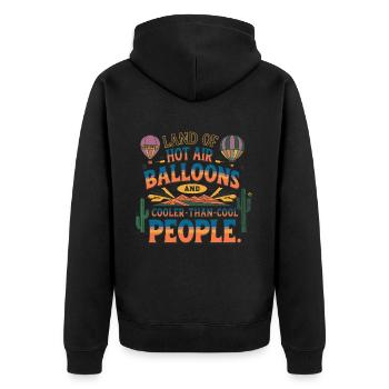 New Mexico Land of Hot Balloons - Unisex Premium Bio Zip Hoodie - Schwarz - Hinten - Nico (187cm)