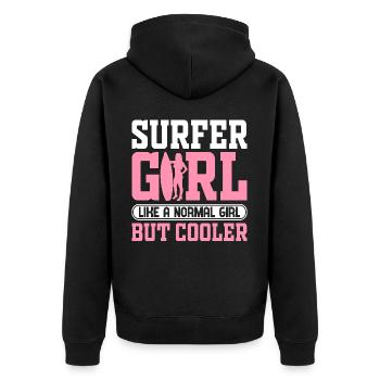 Surfeuse Surf Girl Comme une fille normale, mais - Veste à capuche bio Premium Unisexe - noir - Dos - Nico (187cm)