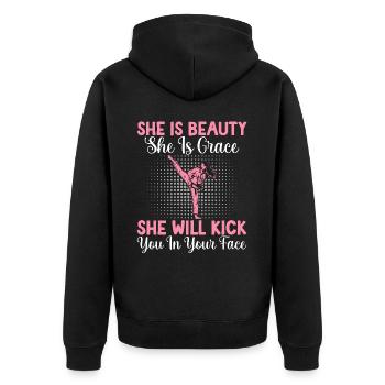 Taekwondo Amant Karaté Fille Beauté Grace - Veste à capuche bio Premium Unisexe - noir - Dos - Nico (187cm)