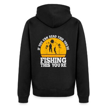 Fischer Fischen Angler Sportangler - Unisex Premium Bio Zip Hoodie - Schwarz - Hinten - Nico (187cm)