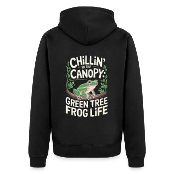 American Green Tree Frog Lover Animal Froggy Toad - Unisex Premium Organic Zip Hoodie - black - Back - Nico (187cm)