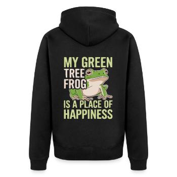 Grenouille verte américaine Amoureux de l’animal Grenouille Crapaud - Veste à capuche bio Premium Unisexe - noir - Dos - Nico (187cm)