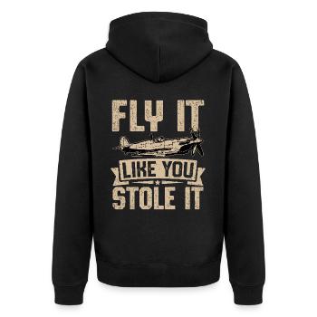Fly it like you stole it - Unisex Premium Organic Zip Hoodie - black - Back - Nico (187cm)