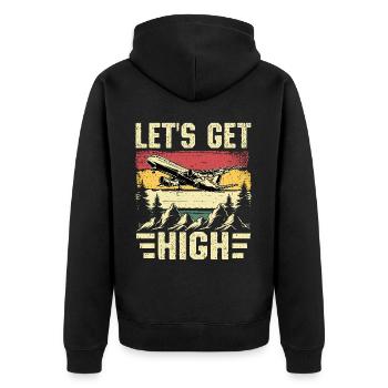 RC Plane - Unisex Premium Organic Zip Hoodie - black - Back - Nico (187cm)