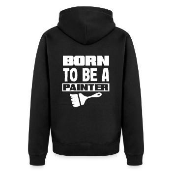 Geboren Zum Maler Sein - Unisex Premium Bio Zip Hoodie - Schwarz - Hinten - Nico (187cm)