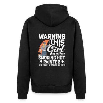 Attention This Girl Hot Painter - Unisex Premium Organic Zip Hoodie - black - Back - Nico (187cm)