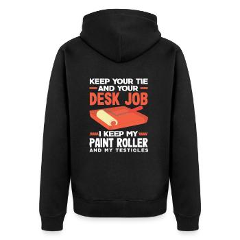 Maler Halte Deine Krawatte Und Schreibtisch Job - Unisex Premium Bio Zip Hoodie - Schwarz - Hinten - Nico (187cm)