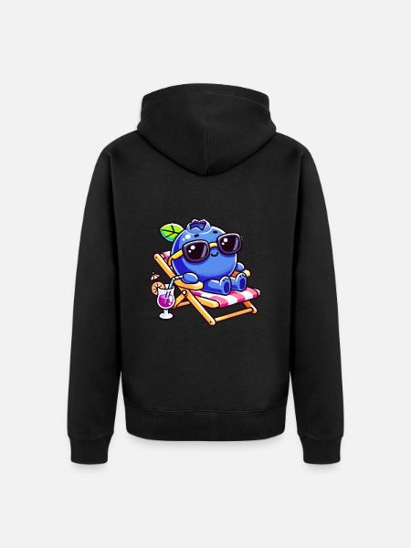 blueberry whisperer, blueberry - Unisex Premium Bio Zip Hoodie - Schwarz