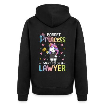 Vergiss Prinzessin, ich will Anwalt werden - Unisex Premium Bio Zip Hoodie - Schwarz - Hinten - Nico (187cm)
