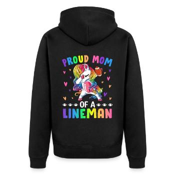 Proud Mom Of A Lineman Mom Football Graphic For - Unisex Premium Organic Zip Hoodie - black - Back - Nico (187cm)