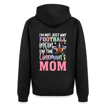 Not just any football mother, but the - Unisex Premium Organic Zip Hoodie - black - Back - Nico (187cm)