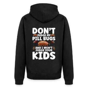 Pill Bug Outfit for Isopod Owner Entomologist Roll - Unisex Premium Organic Zip Hoodie - black - Back - Nico (187cm)