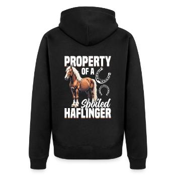 Property of a Spoiled Haflinger Equestrian Horse - Unisex Premium Organic Zip Hoodie - black - Back - Nico (187cm)