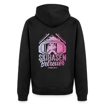 Skihasen Betreuer Skiurlaub Skilehrer Apres Ski - Unisex Premium Bio Zip Hoodie - Schwarz - Hinten - Nico (187cm)