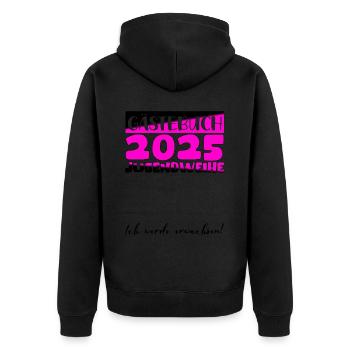 Jugendweihe 2025 Gästebuch Geschenk Mädchen Jungen - Unisex Premium Bio Zip Hoodie - Schwarz - Hinten - Nico (187cm)