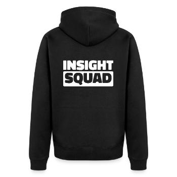 Kurier Kader - Unisex Premium Bio Zip Hoodie - Schwarz - Hinten - Nico (187cm)