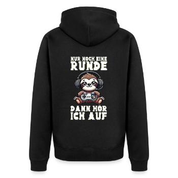 Just one more round then I'll stop sloth - Unisex Premium Organic Zip Hoodie - black - Back - Nico (187cm)