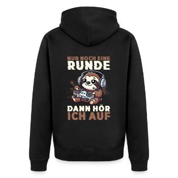 Just one more round then I'll stop sloth - Unisex Premium Organic Zip Hoodie - black - Back - Nico (187cm)