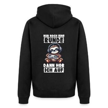 Just one more round then I'll stop sloth - Unisex Premium Organic Zip Hoodie - black - Back - Nico (187cm)