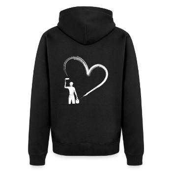 Heart Painting Artist: Loving Brushstrokes - Unisex Premium Organic Zip Hoodie - black - Back - Nico (187cm)