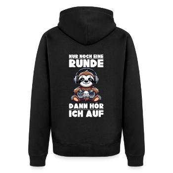 Just one more round then I'll stop sloth - Unisex Premium Organic Zip Hoodie - black - Back - Nico (187cm)