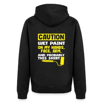 Attention aux peintres Peinture humide partout - Veste à capuche bio Premium Unisexe - noir - Dos - Nico (187cm)