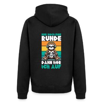 Just one more round then I'll stop sloth - Unisex Premium Organic Zip Hoodie - black - Back - Nico (187cm)