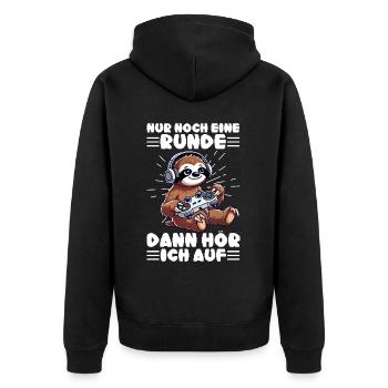 Just one more round then I'll stop sloth - Unisex Premium Organic Zip Hoodie - black - Back - Nico (187cm)