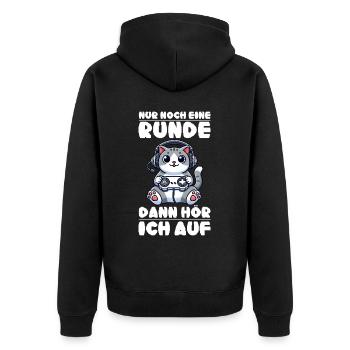 Just one more round, then I'll listen to cats - Unisex Premium Organic Zip Hoodie - black - Back - Nico (187cm)