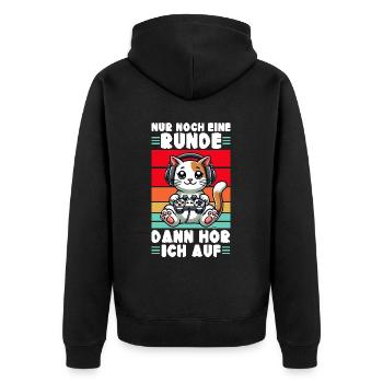 Just one more round, then I'll listen to cats - Unisex Premium Organic Zip Hoodie - black - Back - Nico (187cm)