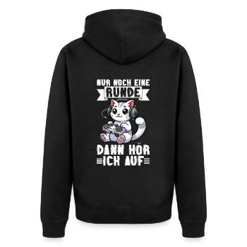 Just one more round, then I'll listen to cats - Unisex Premium Organic Zip Hoodie - black - Back - Nico (187cm)