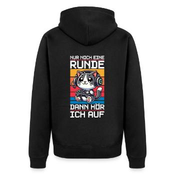 Just one more round, then I'll listen to cats - Unisex Premium Organic Zip Hoodie - black - Back - Nico (187cm)