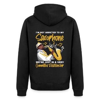 Saxophones Je ne suis pas accro à mon - Veste à capuche bio Premium Unisexe - noir - Dos - Nico (187cm)