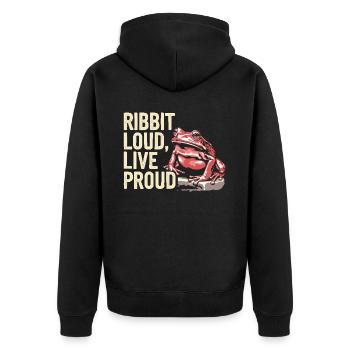 Tomato Frog Lover Animal Amphibian Froggy Toad - Unisex Premium Organic Zip Hoodie - black - Back - Nico (187cm)