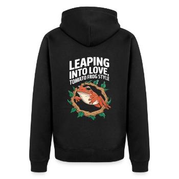 Tomato Frog Lover Animal Amphibian Froggy Toad - Unisex Premium Organic Zip Hoodie - black - Back - Nico (187cm)