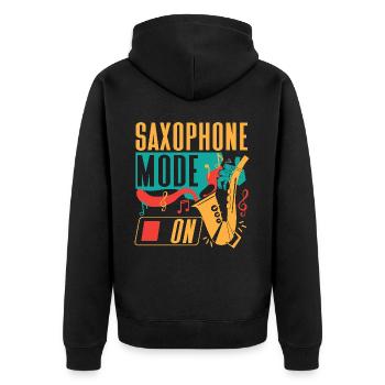 Saxophone Saxophone Mode On - Unisex Premium Bio Zip Hoodie - Schwarz - Hinten - Nico (187cm)